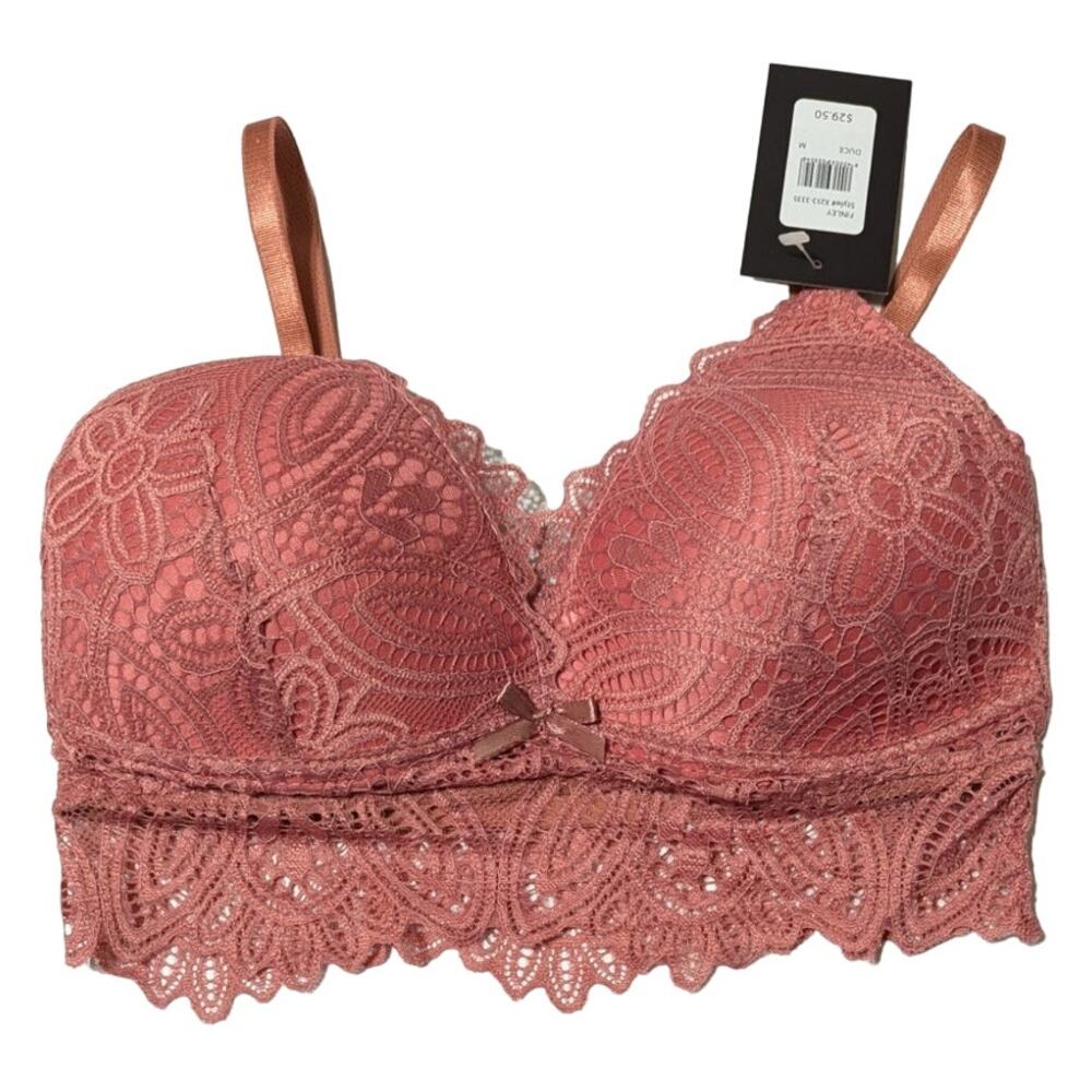 Frederick's of Hollywood Finley Bralette Bra Size M (34C/36B) Mauve Lace Padded